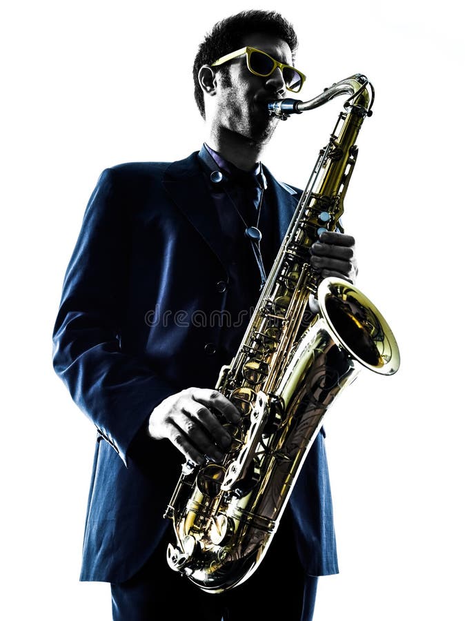Saxophoniste D'homme Jouant La Silhouette De Joueur De Saxophone Image  stock - Image du saxophone, instrument: 50380165