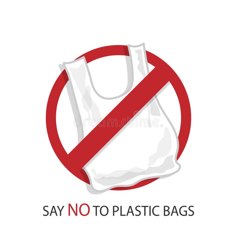 Say No To Plastic Bag. Plastic Bags in the Deny Sign Isolated on White ...