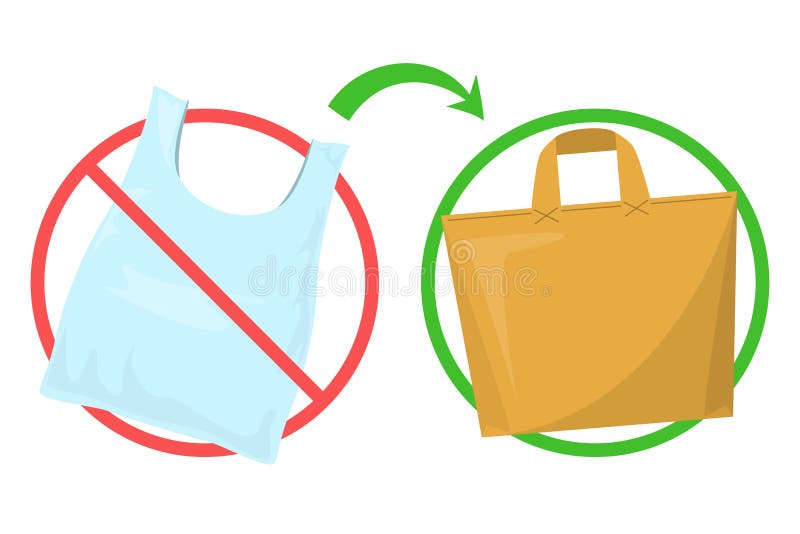 Say No To Plastic Bag Use Paper Bags Care For Ecology Stock Vector say-no-to-plastic-bag-use-paper-bags-care-for-ecology-stock-vector