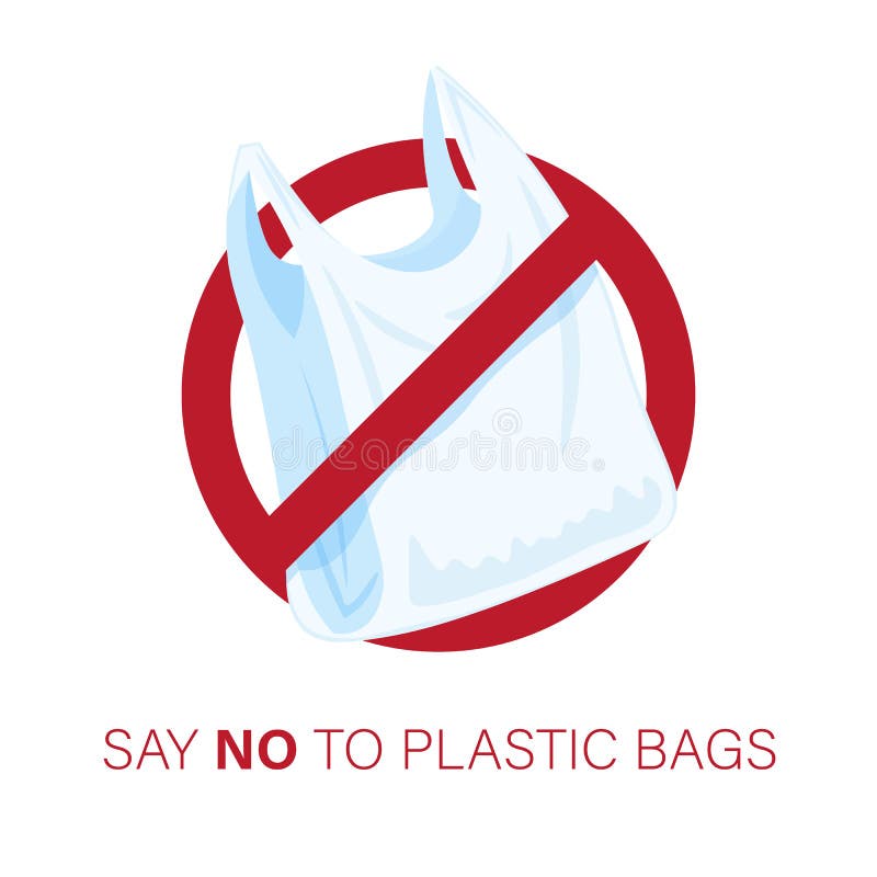 Plastic Bags Ban, Use Only Textile Bag. Signage Calling For Stop Using ...