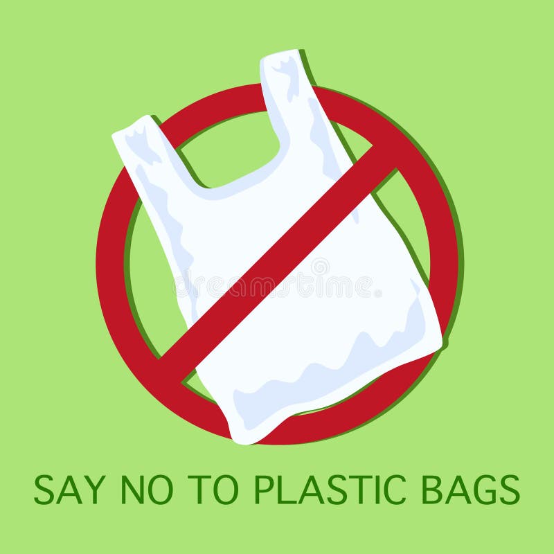 Say No To Plastic Bags. Pollution Problem Concept. Vector Illustration ...