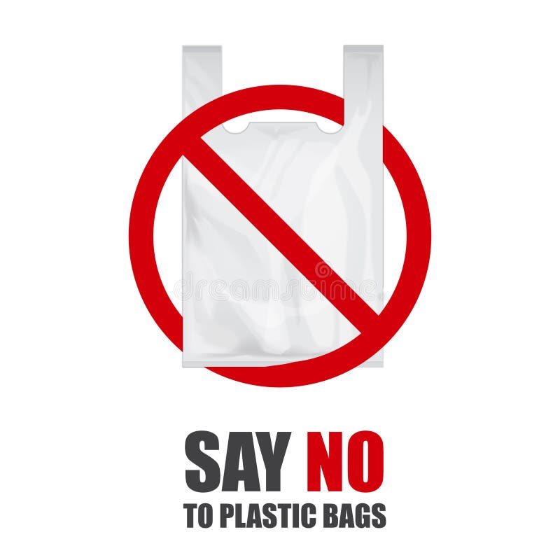 Say No To Plastic Bags, Bring Your Own Textile Bag. Cartoon Styled ...