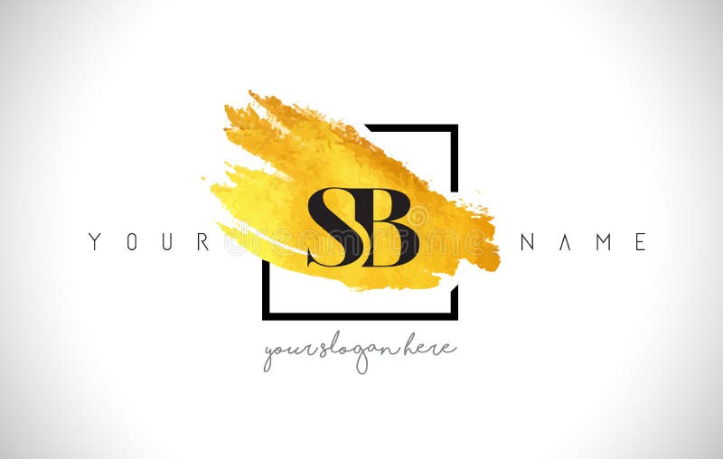 SB Golden Letter Logo Design with Creative Gold Brush Stroke vector illustration