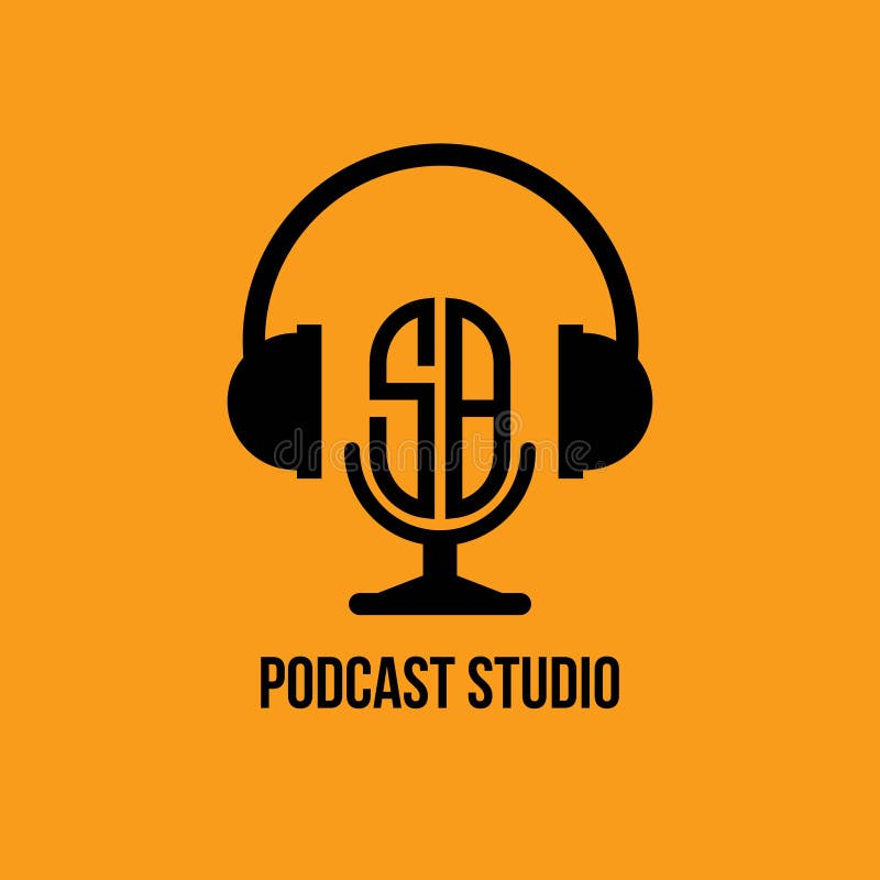 Sb - monogram hoofdtelefoon - en microfoonstijl royalty-vrije illustratie