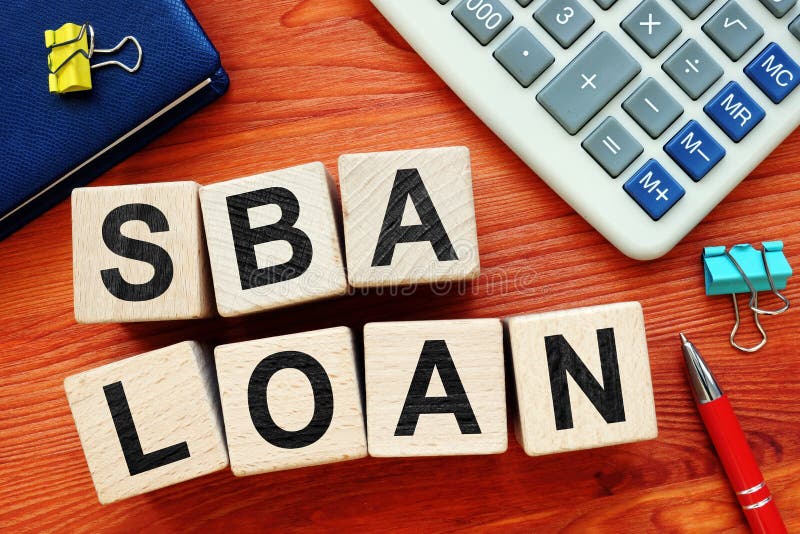 SBA loan concept. Wooden cubes with letters royalty free stock photos