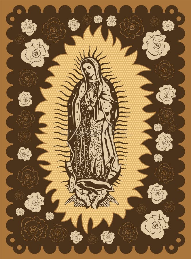 Virgin of Guadalupe vintage silk screen style poster illustration