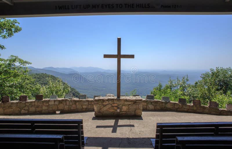 Sc extérieur croisé de Mountain View le comté de Greenville de chapelle photos stock Sc extérieur croisé de Mountain View le comté de Greenville de chapelle photos stock