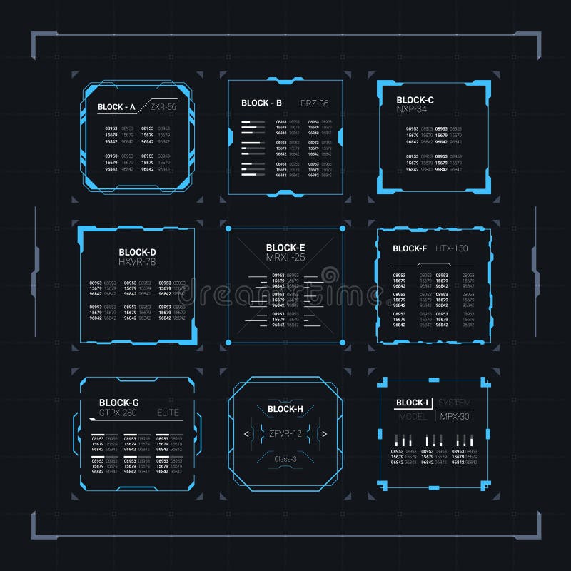 sc.i-FI HUD Ui Square Frames royalty-vrije illustratie sc.i-FI HUD Ui Square Frames royalty-vrije illustratie