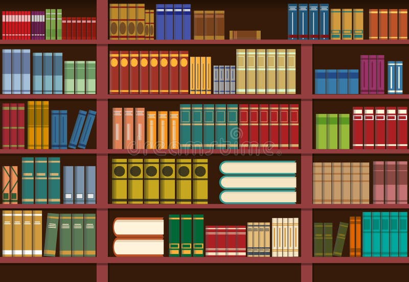 Scaffale per libri in biblioteca, illustrazione di conoscenza illustrazione di stock Scaffale per libri in biblioteca, illustrazione di conoscenza illustrazione di stock