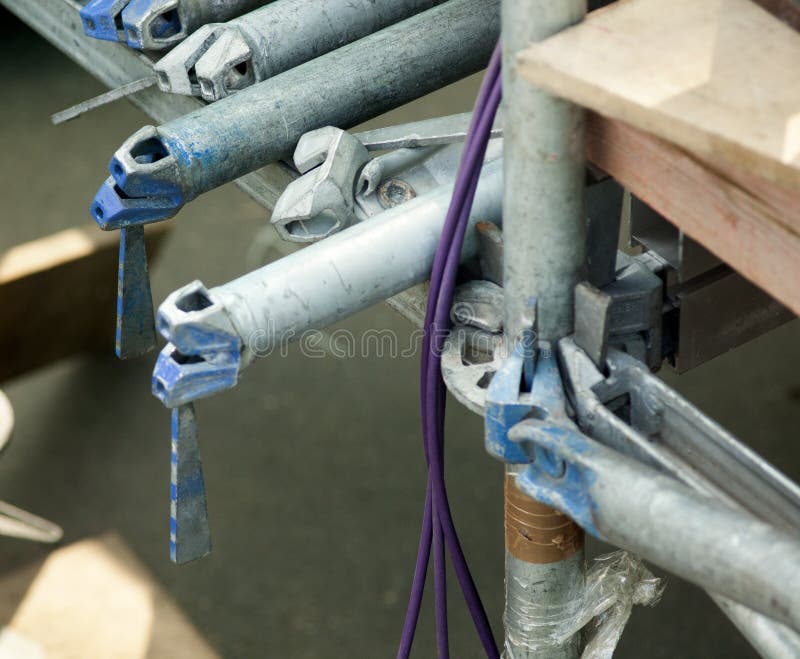 Scaffolding As Safety Equipment on a Construction Site Stock Photo