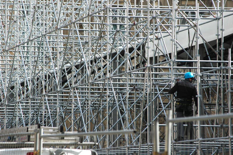 Scaffolding and worker