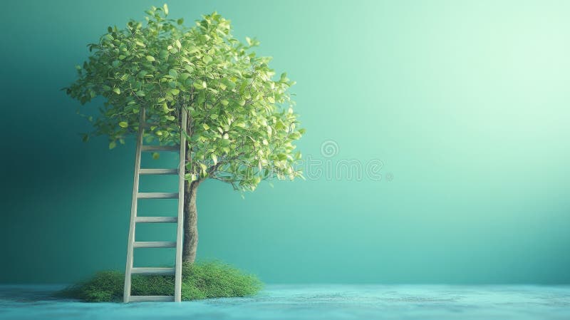 Scala di sostenibilità ambientale 3d rappresentazione di una scala che simboleggia il progresso verso gli obiettivi di sostenibili royalty illustrazione gratis
