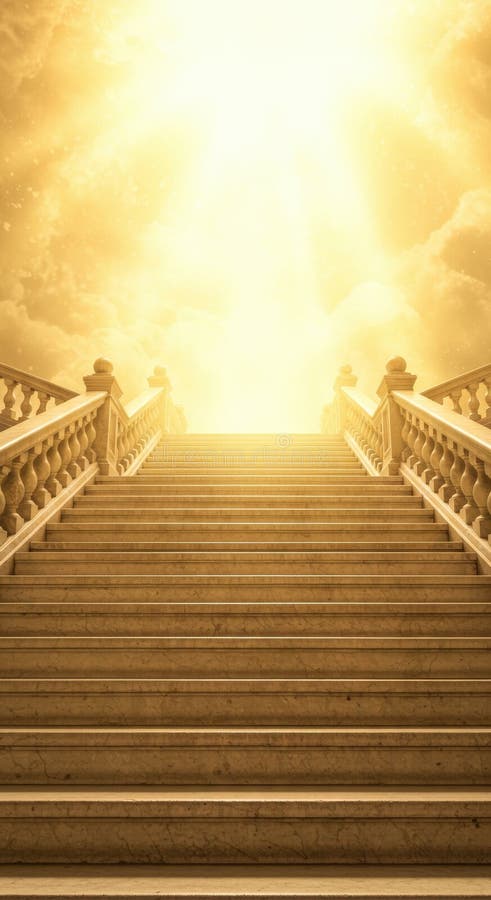 Scala dorata che sale in una luce ermetica luminosa royalty illustrazione gratis