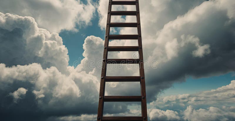 Scala a gradini che porta a nuvole illustrazione di stock