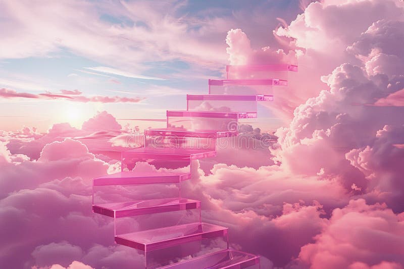 Scala incredibilmente bella che porta al cielo nuvoloso immagine stock libera da diritti