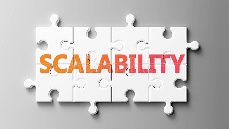 Scalability Complex Like A Puzzle - Pictured As Word Scalability On A Puzzle Pieces To Show That Scalability Can Be Difficult And Stock Illustration - Illustration of idea, analogy: 164219546