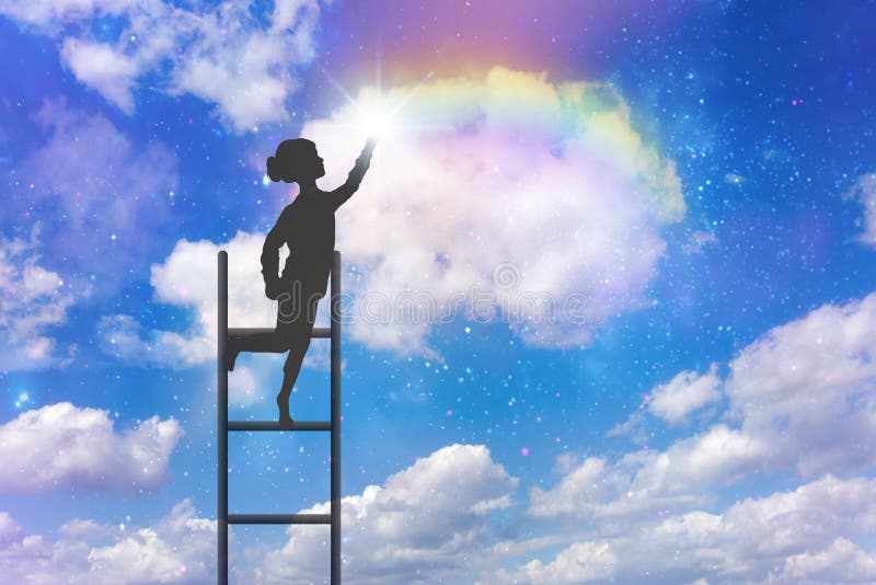 Scalare, scale per il cielo, sogni, speranza, arcobaleno