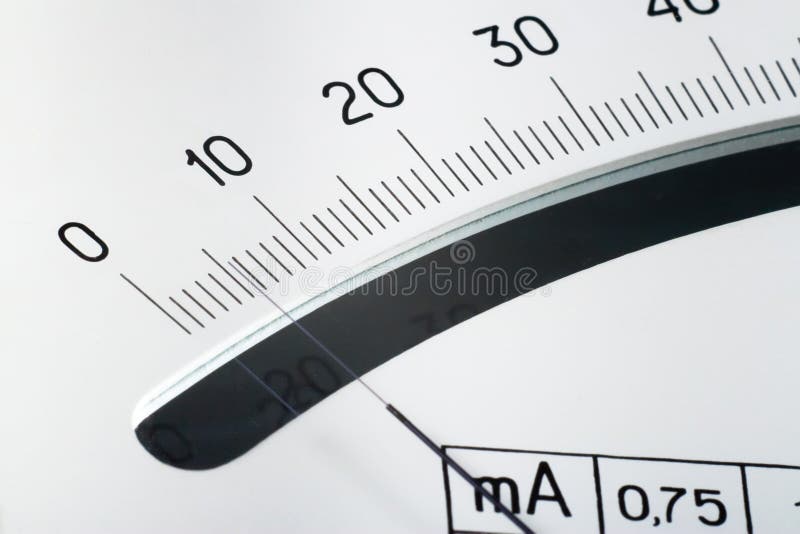 Scale with an Arrow on a White Background. Device for Measuring the Strength of Electric Current