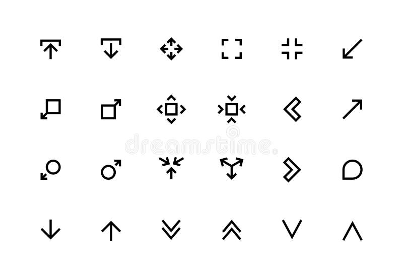 Scale arrows line icons. Reduce and Increase symbols for UI buttons and applications. Vector decrease and scale editable royalty free illustration