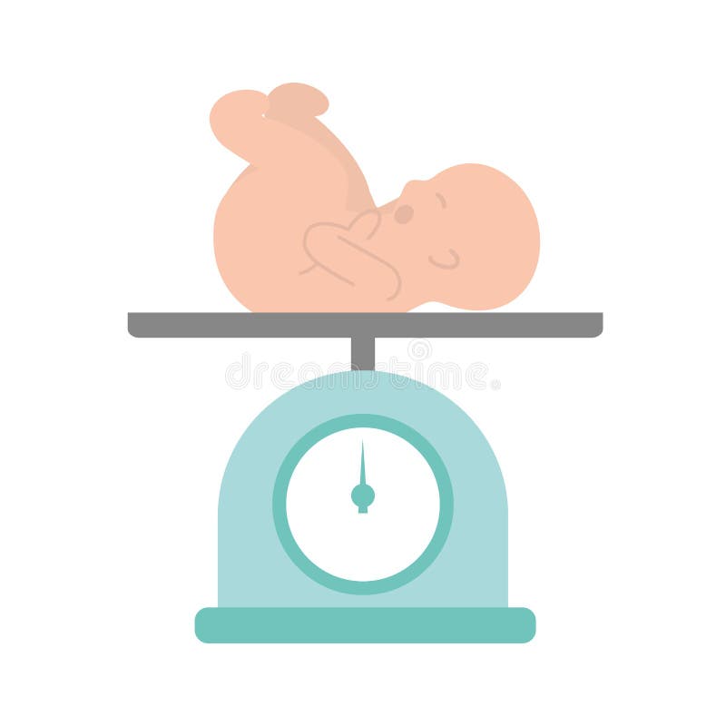 Download Vector Illustration, With A Baby On A Weighing Scale Stock Vector - Illustration of happy ...