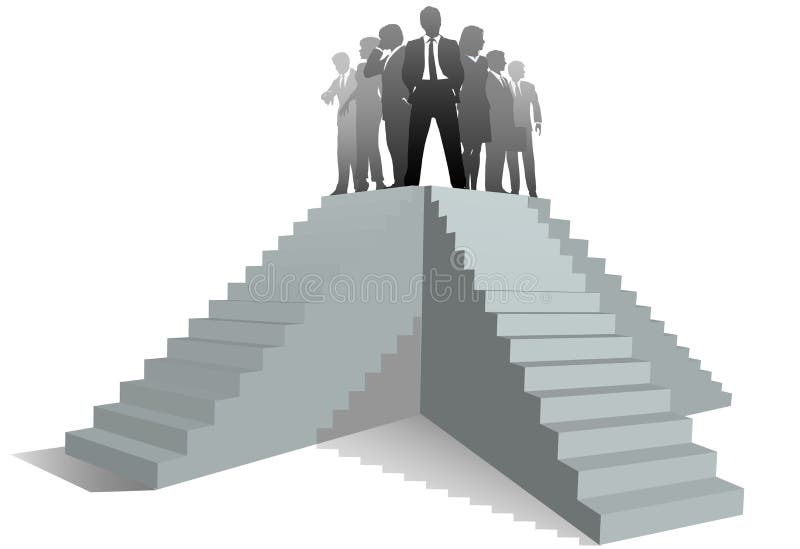 Scale della gente del leader della squadra di affari fino a successo illustrazione vettoriale Scale della gente del leader della squadra di affari fino a successo illustrazione vettoriale