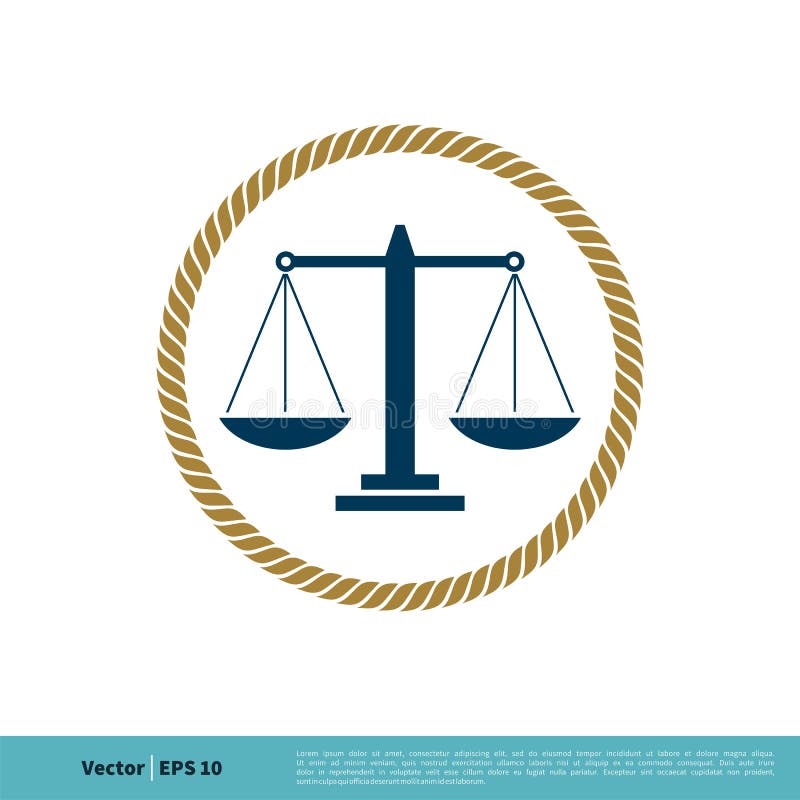 Scale of Justice Icon Vector Logo Template Illustration Design. Vector