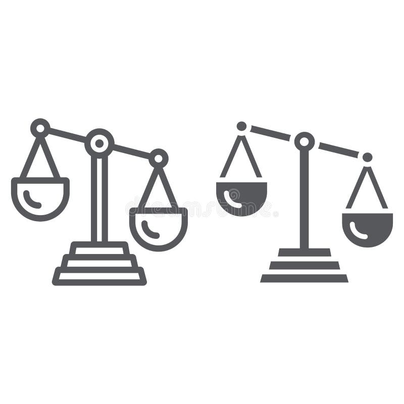 Scale of justice line and glyph icon, law and scale, balance sign, vector graphics, a linear pattern on a white stock illustration Scale of justice line and glyph icon, law and scale, balance sign, vector graphics, a linear pattern on a white stock illustration