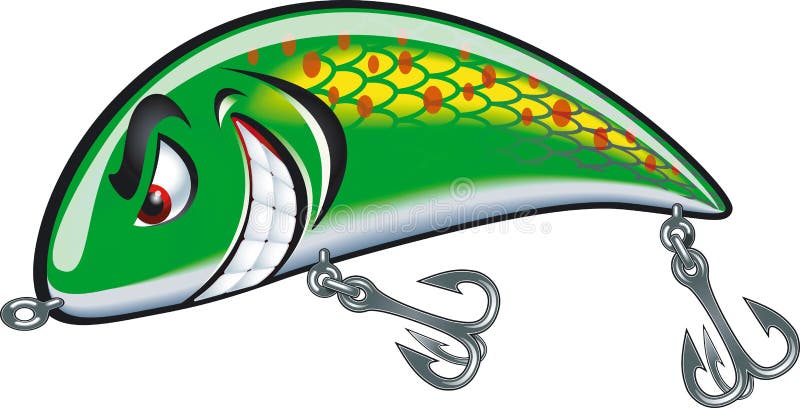 Funny Cartoon Style Fishing Lure Tackle Stock Vector - Illustration of  outdoor, food: 168152667