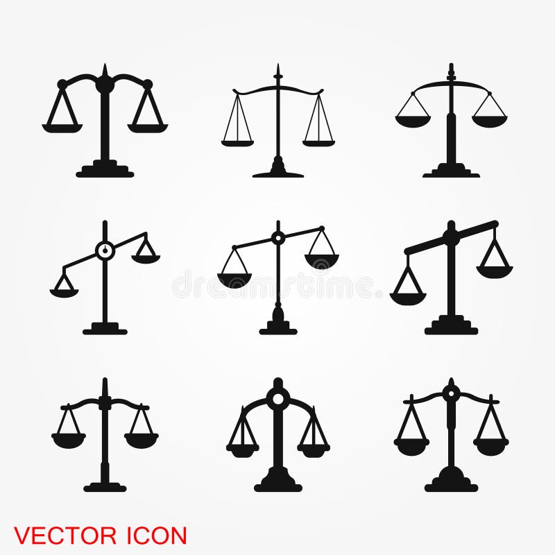 Scales of Justice Icon Logo, Illustration, Vector Sign Symbol for