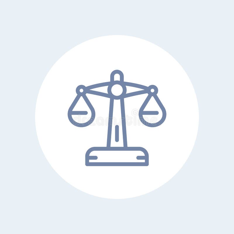 Scales line icon isolated on white, justice, risk concept. Logo comparison vectors