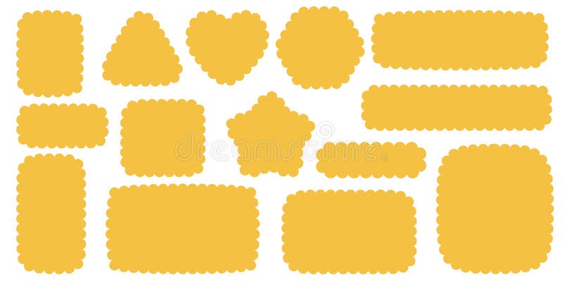 Scallop Edge Border and Frame. Square Circle and Rectangle Shape