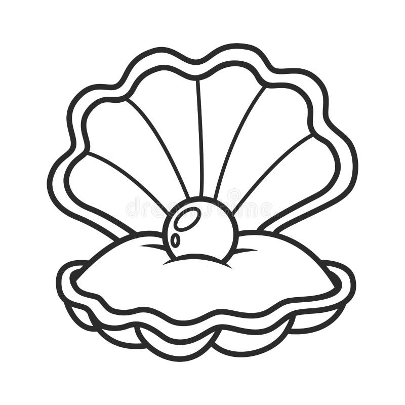 Download Scallop Seashell With Pearl Stock Illustration - Image: 62870234