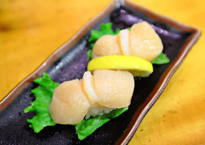 Scallop sushi stock image. Image of dinner, delicious 37957449