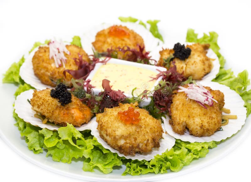 Scallops stock photo. Image of crumbs, cooked, gastronomy 51273652