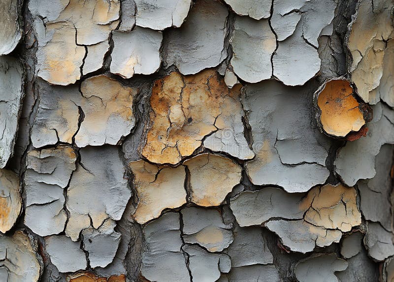 Scaly Tree Bark Texture CloseUp Gray Peeling Layers Rustikales Muster Naturdetails stock abbildung