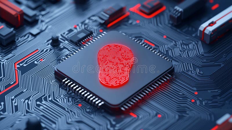 Scan biometric identity and access password through fingerprint, concept of cybersecurity, data protection, security system, generative stock. AI generated