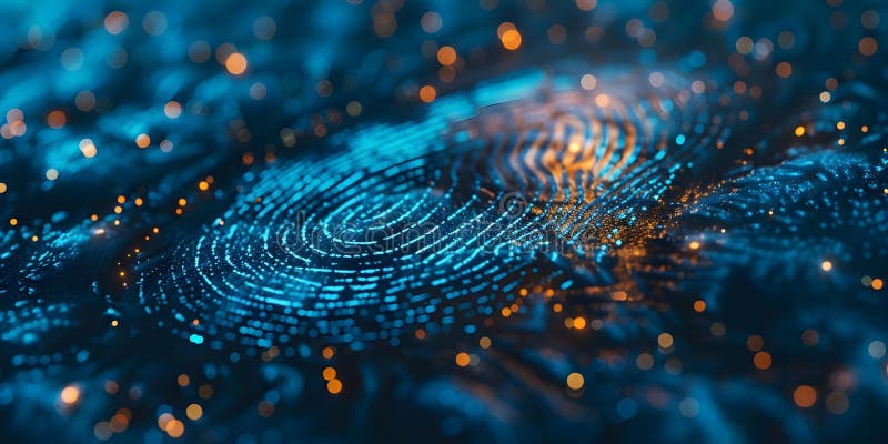 Scan fingerprints for cybersecurity to protect sensitive data from cyber attacks. Concept Biometric royalty free illustration