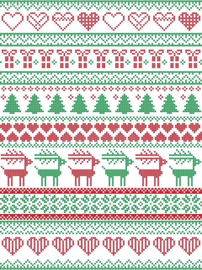 Scandinavian, Nordic Style Winter Stitching Christmas Pattern Including ...