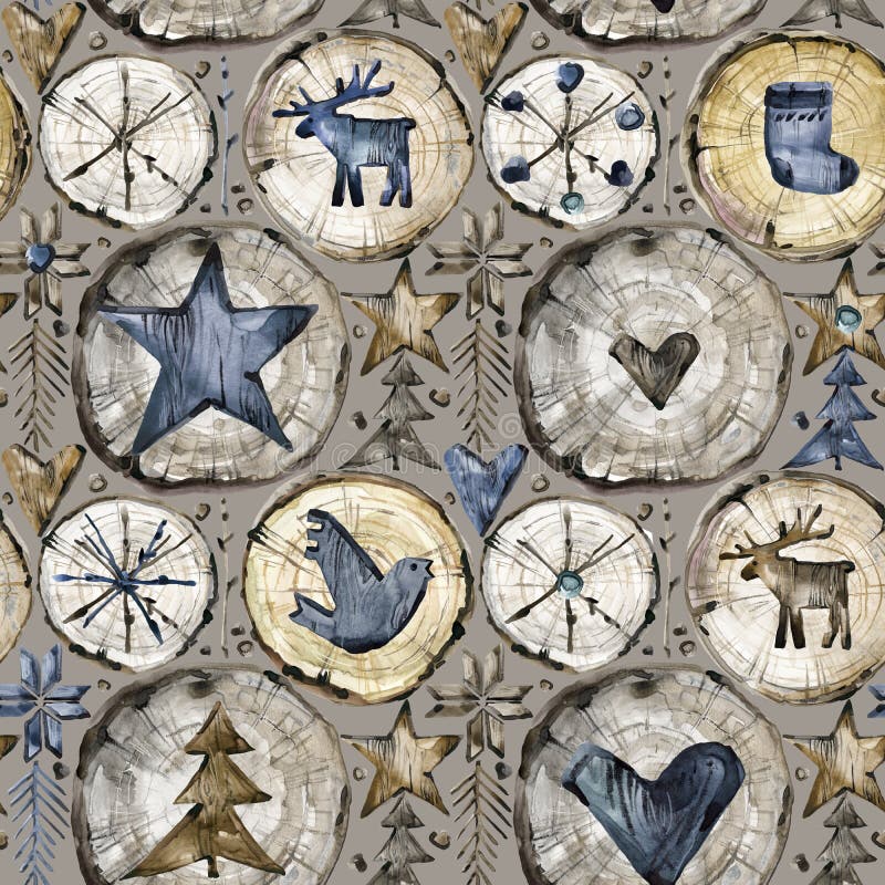 Scandinavian seamless pattern. watercolor christmas illustration. royalty free illustration Scandinavian seamless pattern. watercolor christmas illustration. royalty free illustration