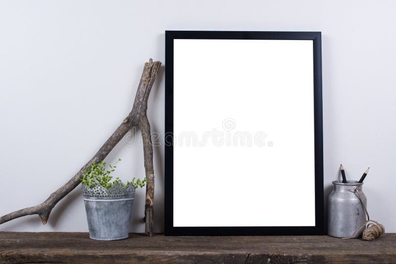 Download Scandinavian Style Empty Photo Frame Mock Up. Minimal Home Decor Stock Image - Image of mockup ...