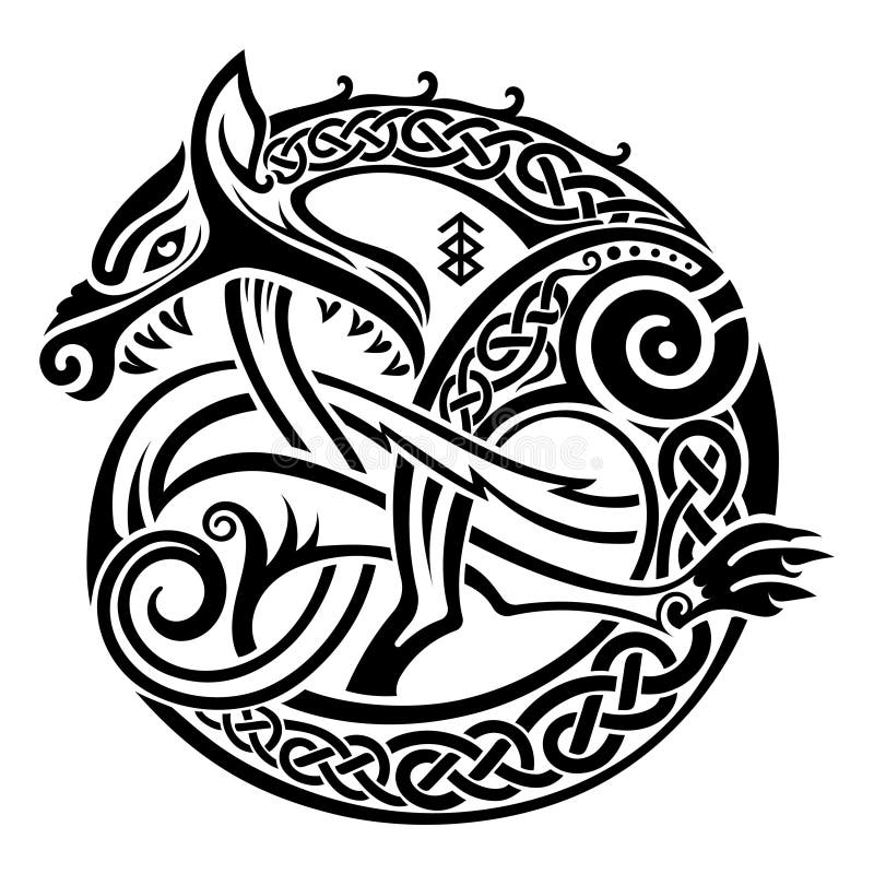 Scandinavian Viking Design. Illustration of a Mythological Beast ...