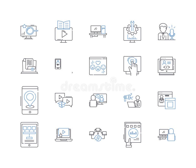 Scanner line icons collection. Document, Images, QR Code, Barcode, Resolution, Duplex, OCR vector and linear vector illustration