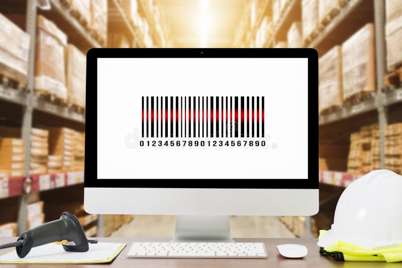 Scanning Barcode from a Label in Modern Warehouse Stock Image Image
