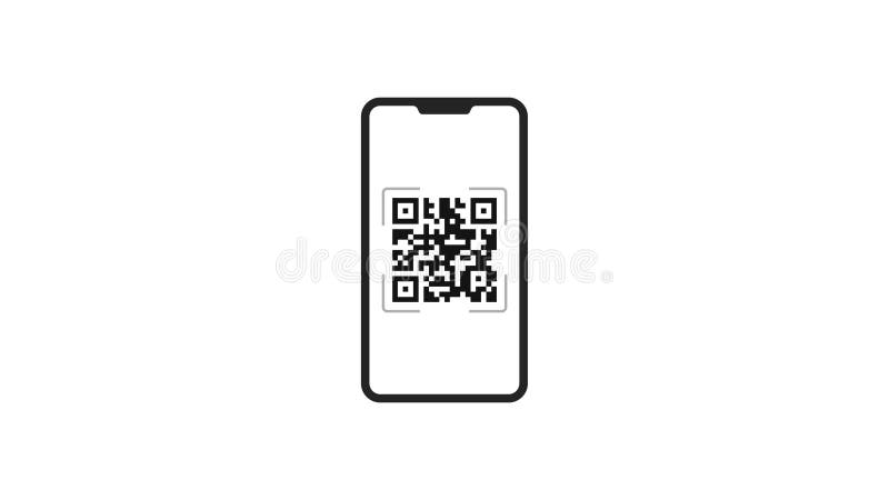 Scanning a QR code to pay on a smartphone animation. Contactless payment with mobile phone via QR code scanning app vector illustration