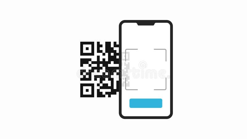 Scanning a QR code to pay on a smartphone animation. Contactless payment with mobile phone via QR code scanning app vector illustration