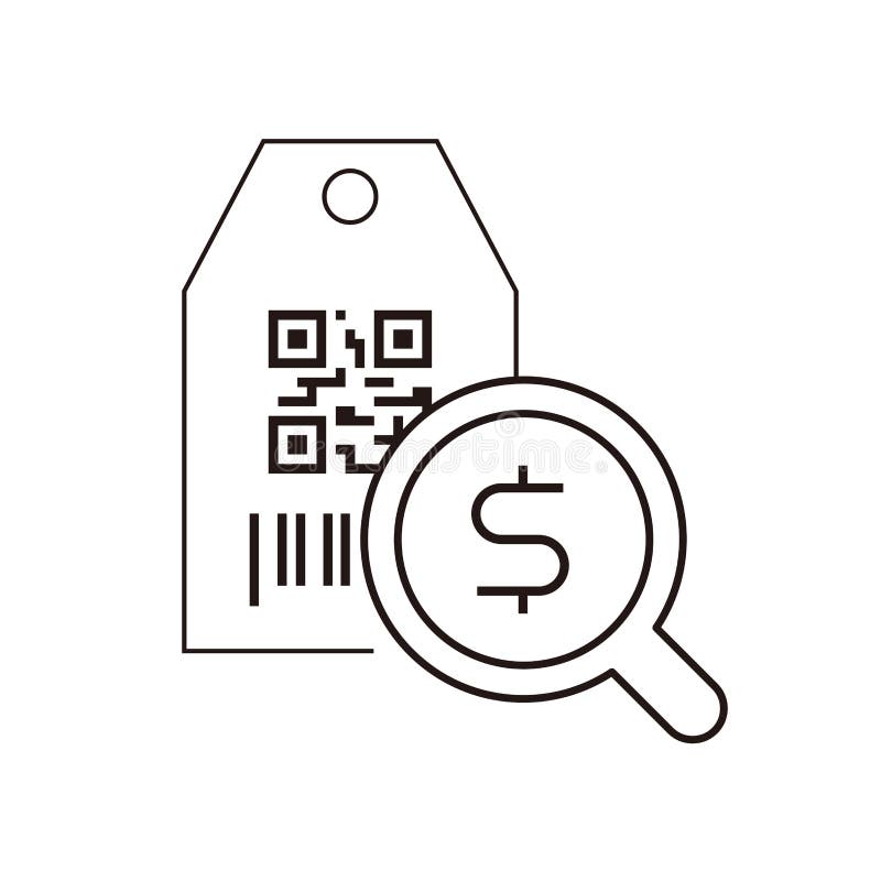 Scanning the Tag To Find the Price, Bar Code and QR Code Scan Line Icon