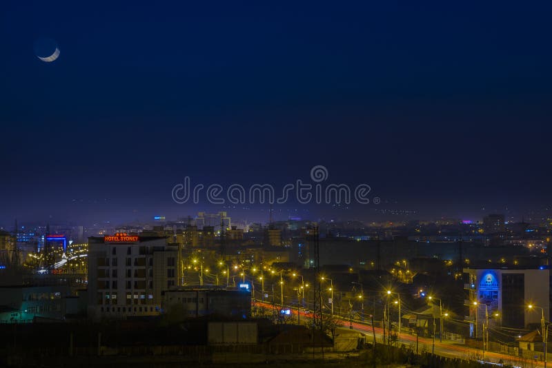 Scape de la ciudad en la noche fotos de archivo libres de regalías Scape de la ciudad en la noche fotos de archivo libres de regalías
