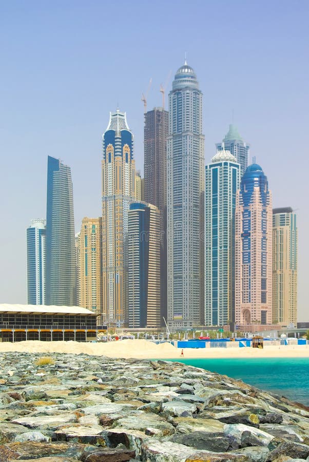 Panorama De Gratteciel De La Marina De Dubaï Avec La Célèbre Plage De