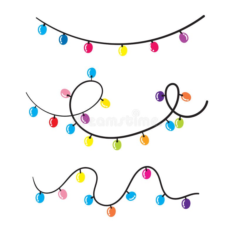 Scarabocchi luci di Natale decorazione di xmas festivo Set di luci di fiamma a corde colorate Arachide a lampo Arcobaleno royalty illustrazione gratis