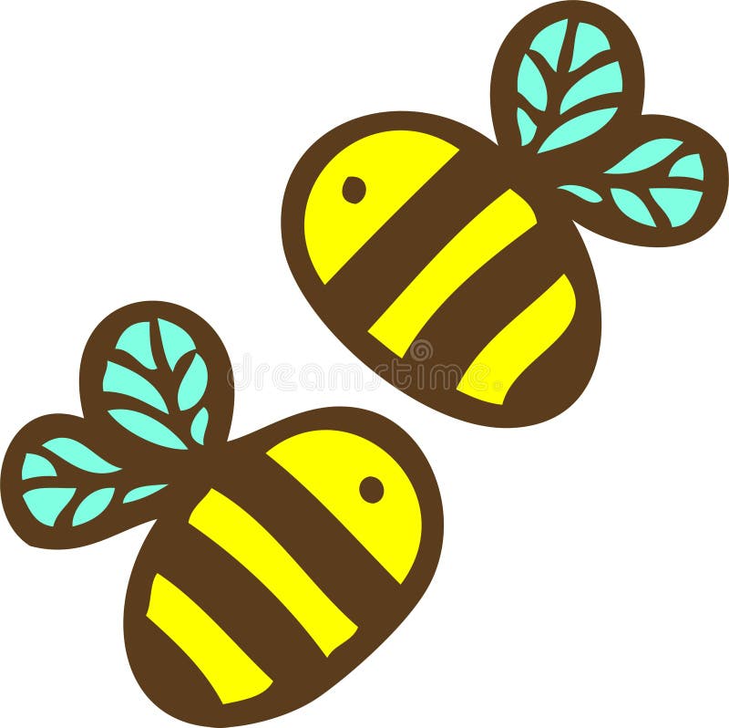 Scarabocchio semplice di due piccole api carine. stile cartone animato. royalty illustrazione gratis